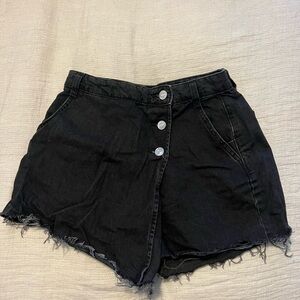Zara Black Jean Shorts with Button Detail